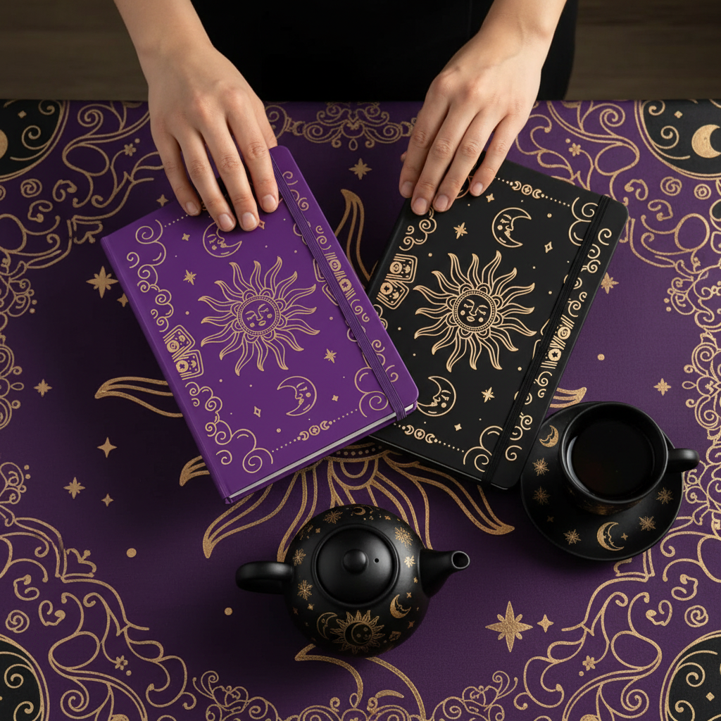A5 Dot Grid Journal with Gold Foil Sun & Moon Astrology Cover-zoom-6