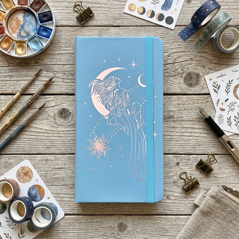 BUKE Lavender Celestial Woman B6 Dot Grid Notebook PU Leather Cover-zoom-