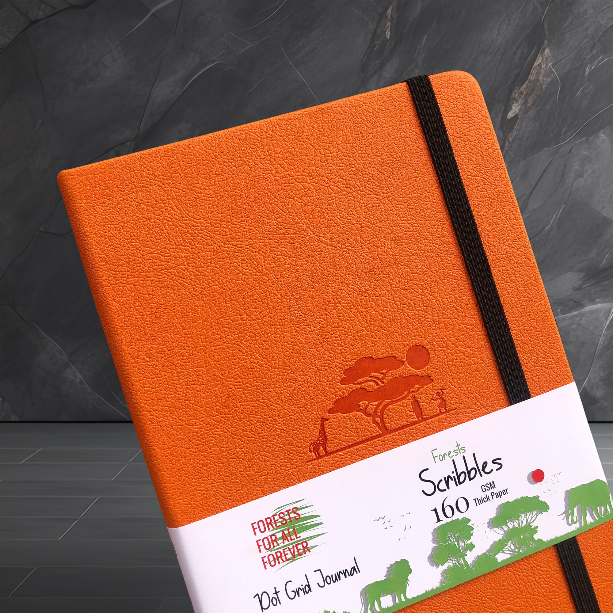 A5 Orange Safari Dot Grid Journal with 160gsm Paper