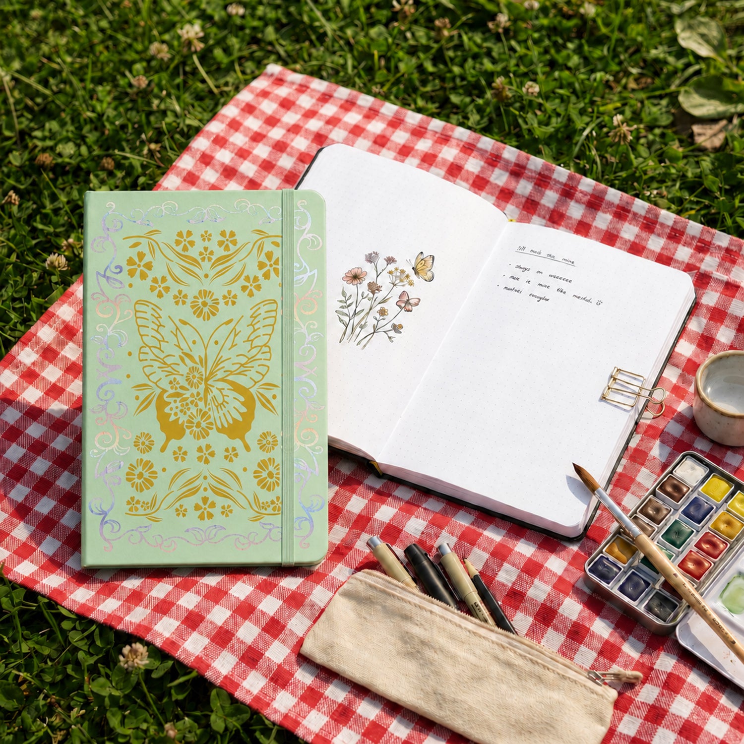 Journal à pois en papier de bambou 160 g/m², taille MOLESKINE de voyage-zoom-4