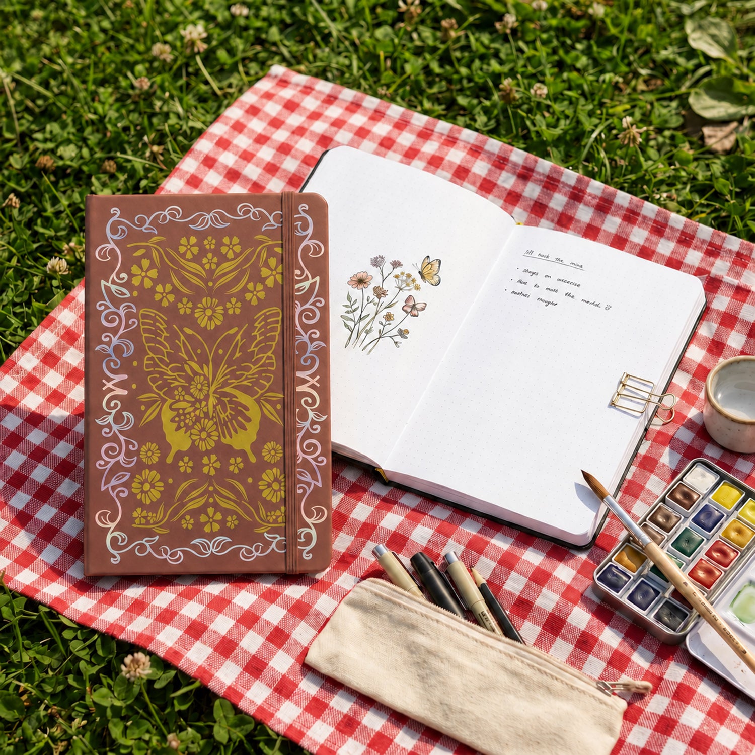 Journal à pois en papier de bambou 160 g/m², taille MOLESKINE de voyage-zoom-8