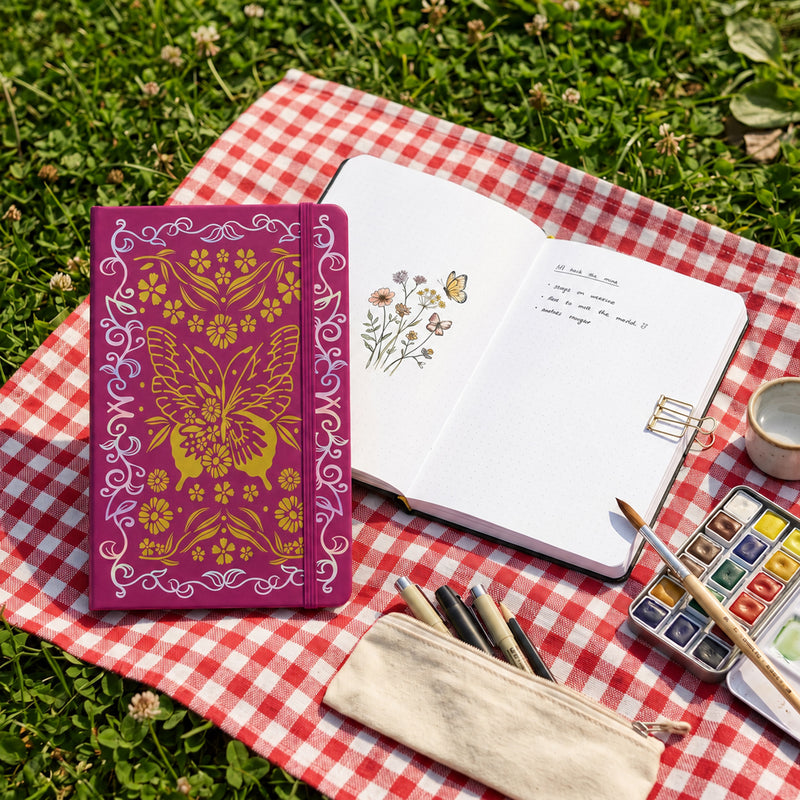 Journal à pois en papier de bambou 160 g/m², taille MOLESKINE de voyage-zoom-