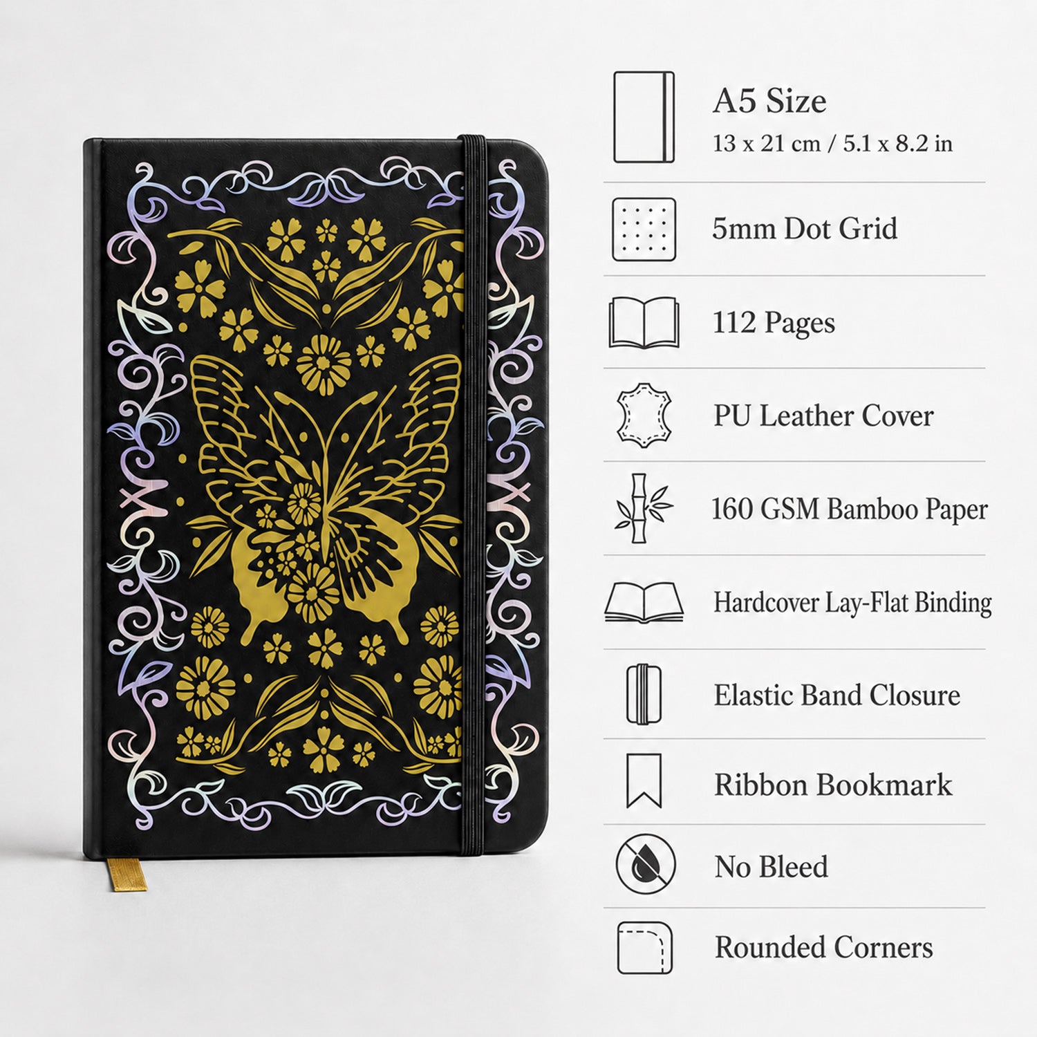 Journal à pois en papier de bambou 160 g/m², taille MOLESKINE de voyage-zoom-2