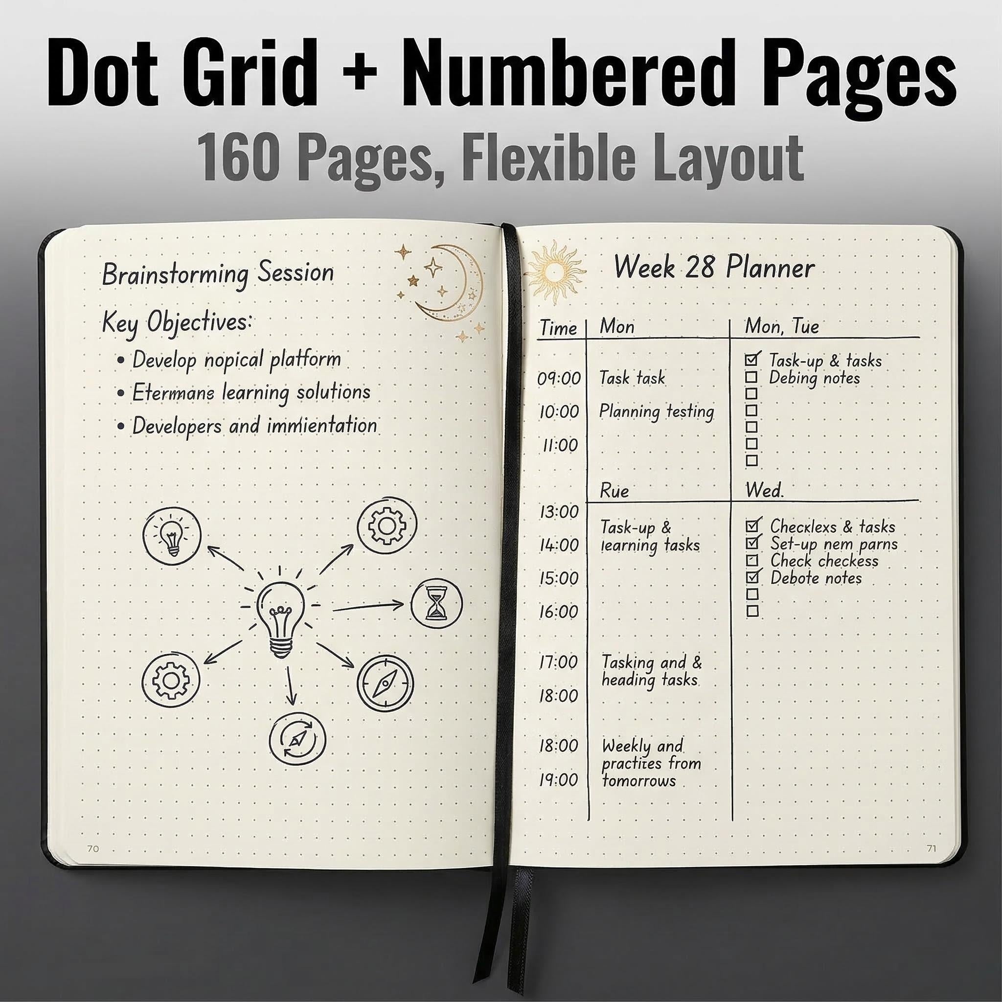 A5 Dot Grid Journal with Gold Foil Sun & Moon Astrology Cover-zoom-3