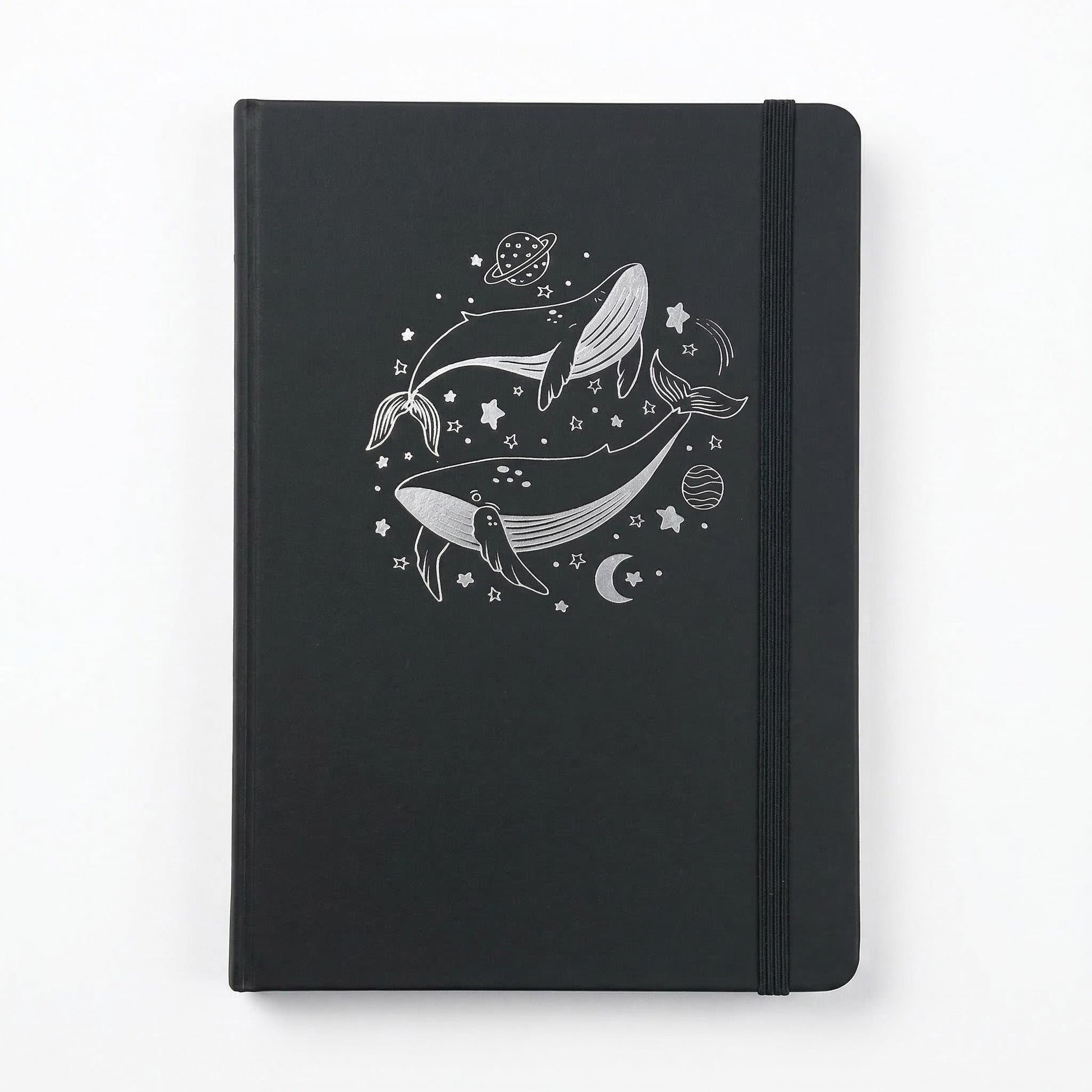 Celestial Whale A5 Dot Grid Notebook Black Hardcover Journal-2