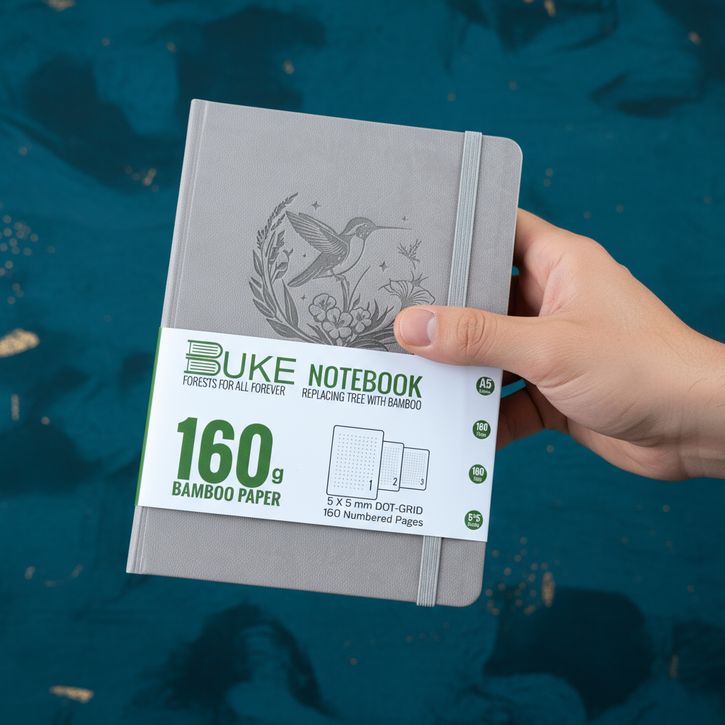 Elegant Dotted Notebook with 160gsm Paper, Hardcover Bujo Journal A5, Lays Flat 180°, Great Gift for Women & Planners