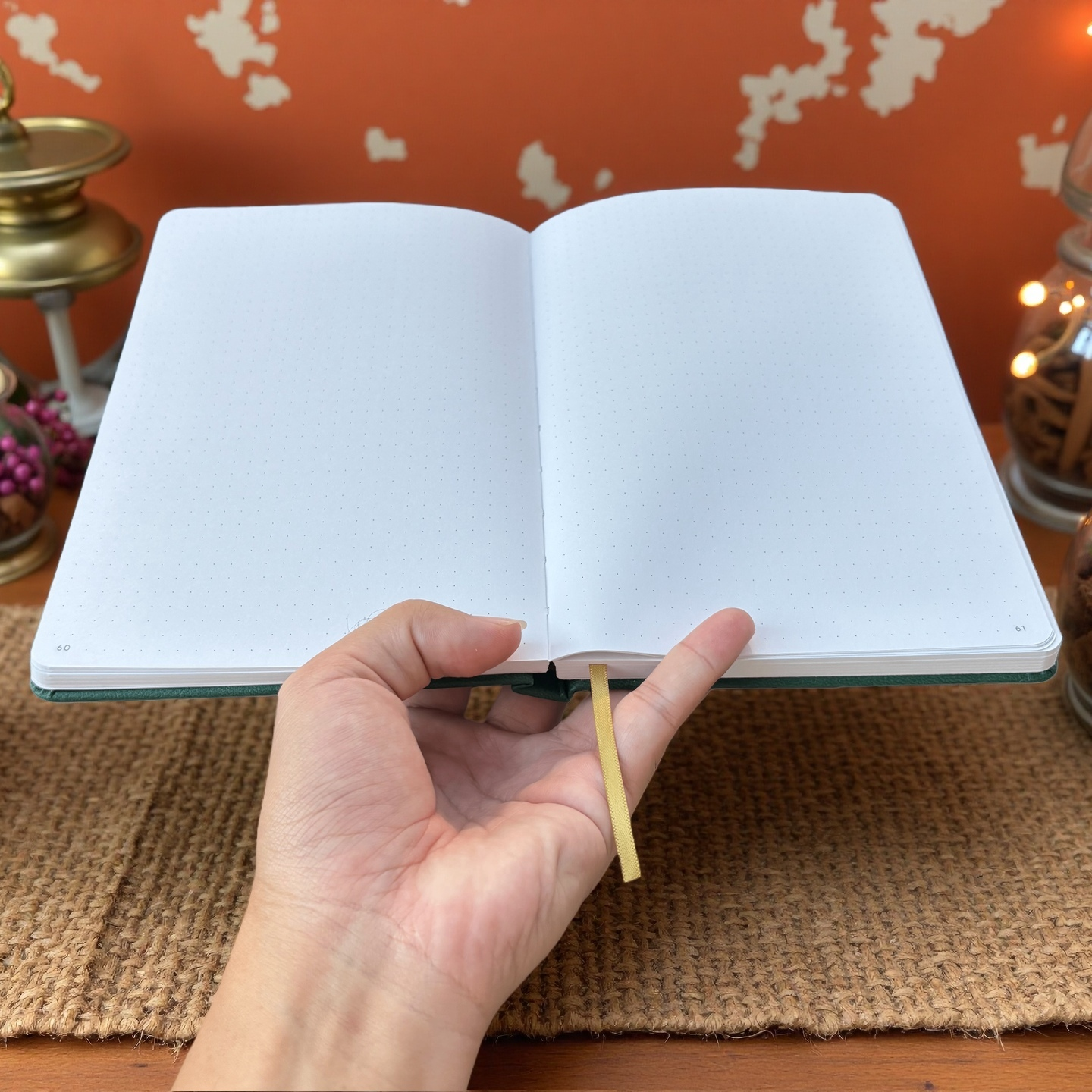 A5 Dot Grid Notebook Teal Green PU Journal with Embossed Reindeer Cover-12