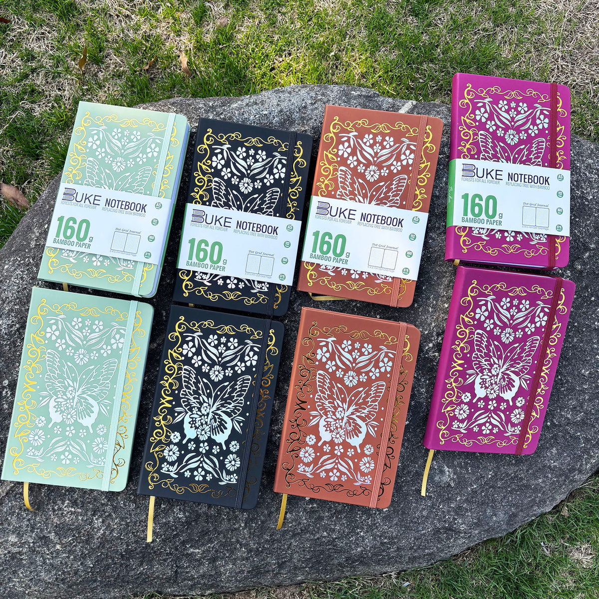 160GSM Bamboo Paper Bullet Dotted Journal- Butterfly And Frame-Red