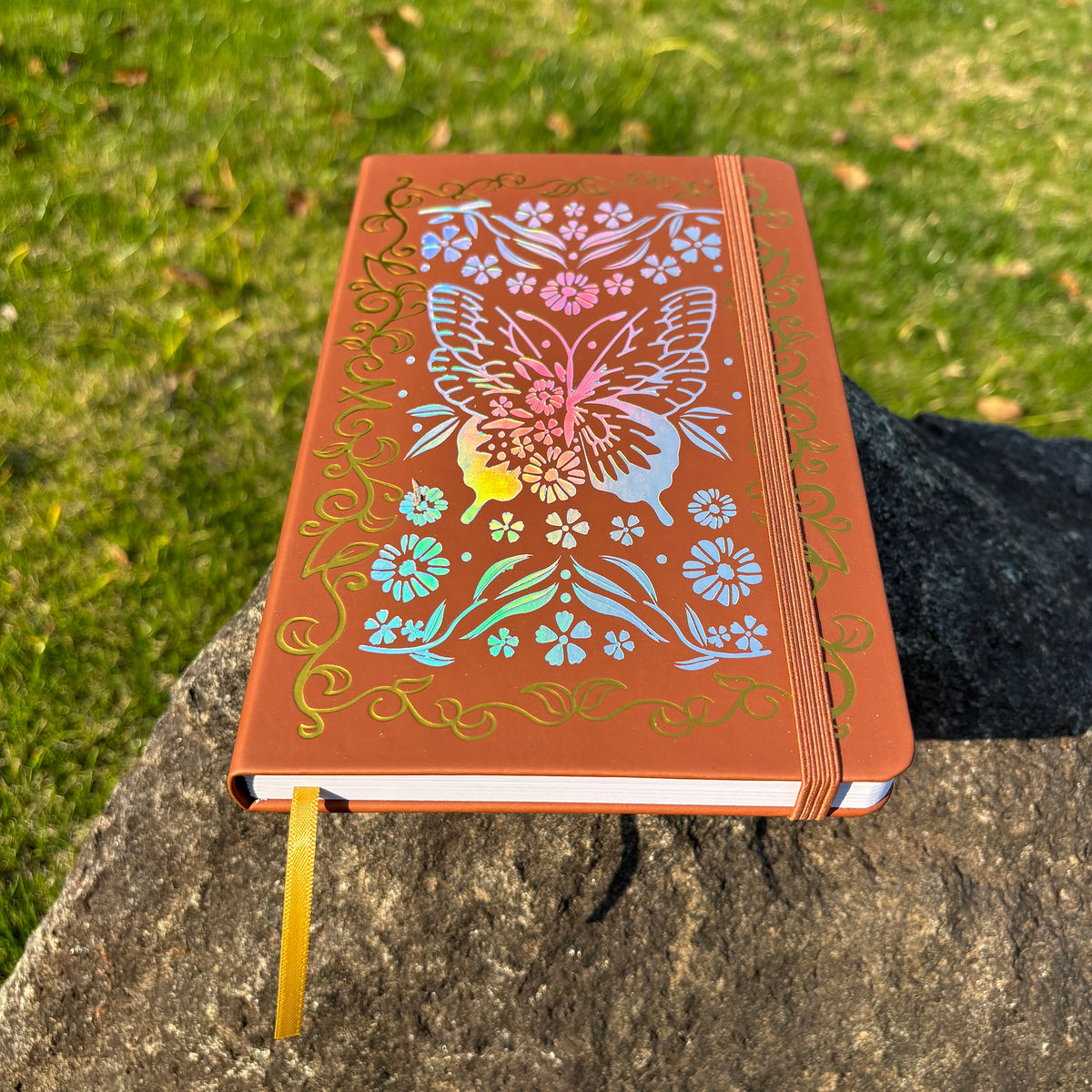 160GSM Bamboo Paper Bullet Dotted Journal- Butterfly And Frame-Brown