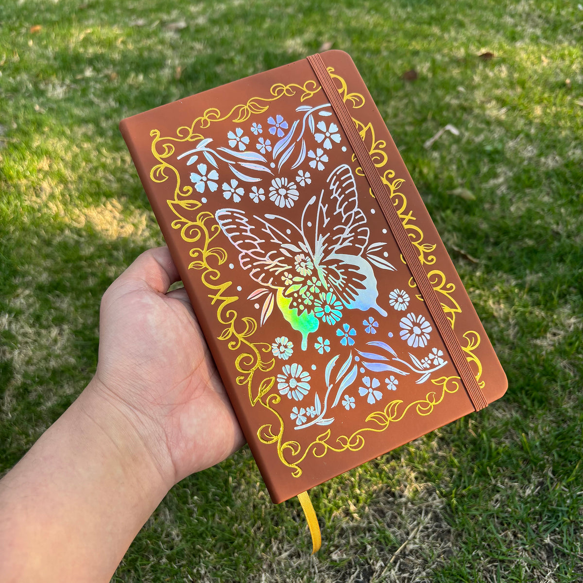 160GSM Bamboo Paper Bullet Dotted Journal- Butterfly And Frame-Brown