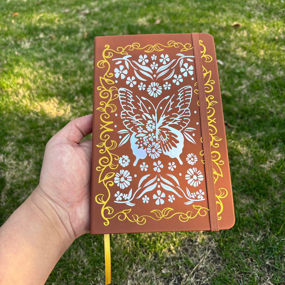 160GSM Bamboo Paper Bullet Dotted Journal- Butterfly And Frame-Brown