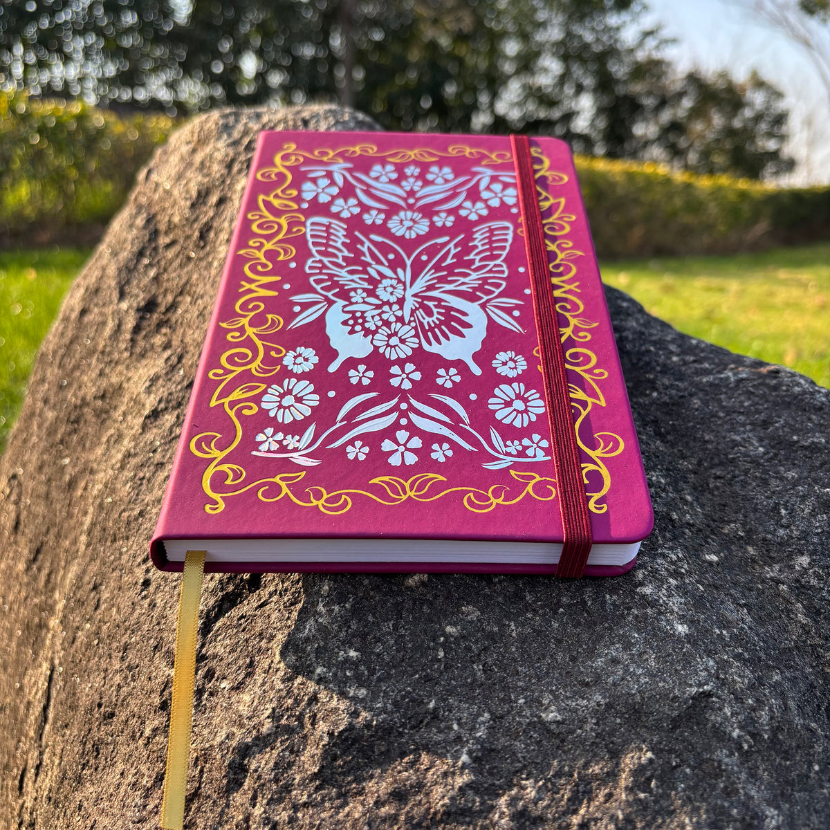 160GSM Bamboo Paper Bullet Dotted Journal- Butterfly And Frame-Red