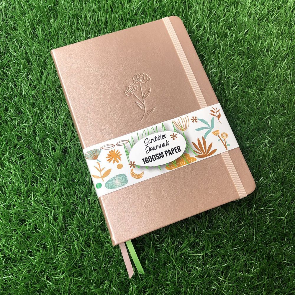 Rose Gold Plants- Numbered 160 Pages, 5x5mm DOT GRID Dotted Journal Notebook