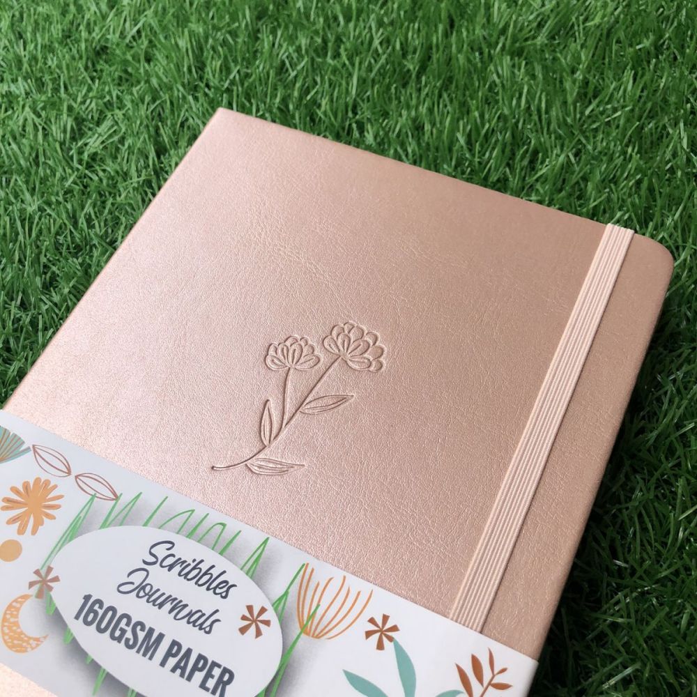 Rose Gold Plants- Numbered 160 Pages, 5x5mm DOT GRID Dotted Journal Notebook