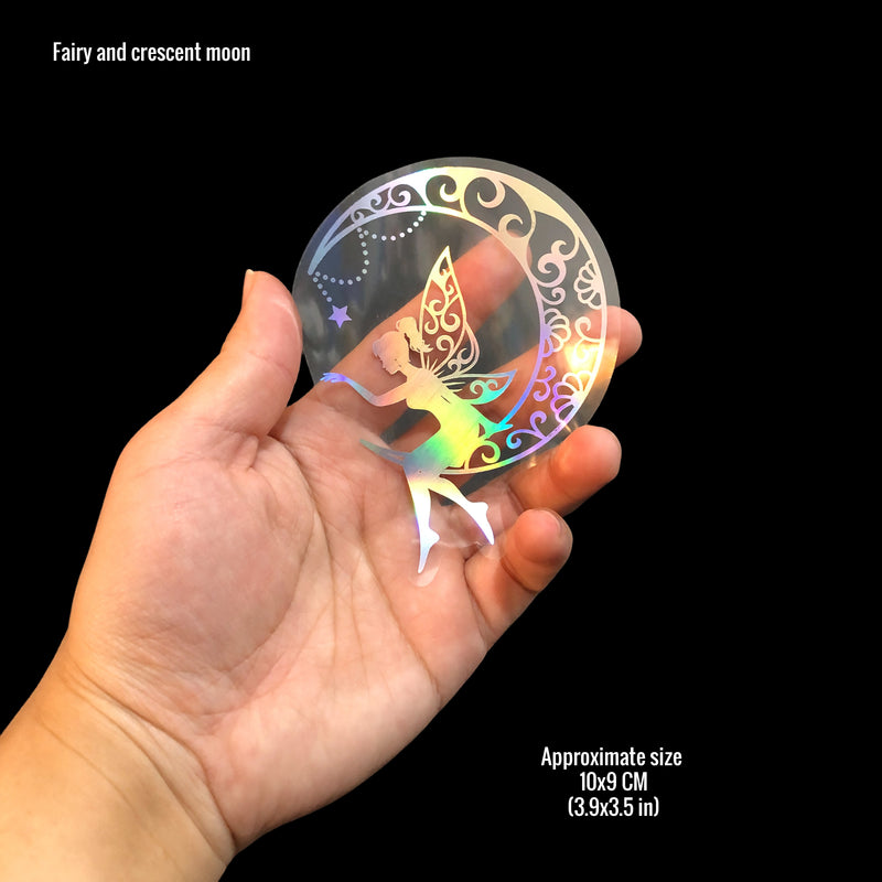 10pcs/pack Larger Stickers Holographic Glitter PET Transparent Shiny Waterproof Adhesive DIY Materials, Max Size 8.5 x 17.9 CM-zoom-