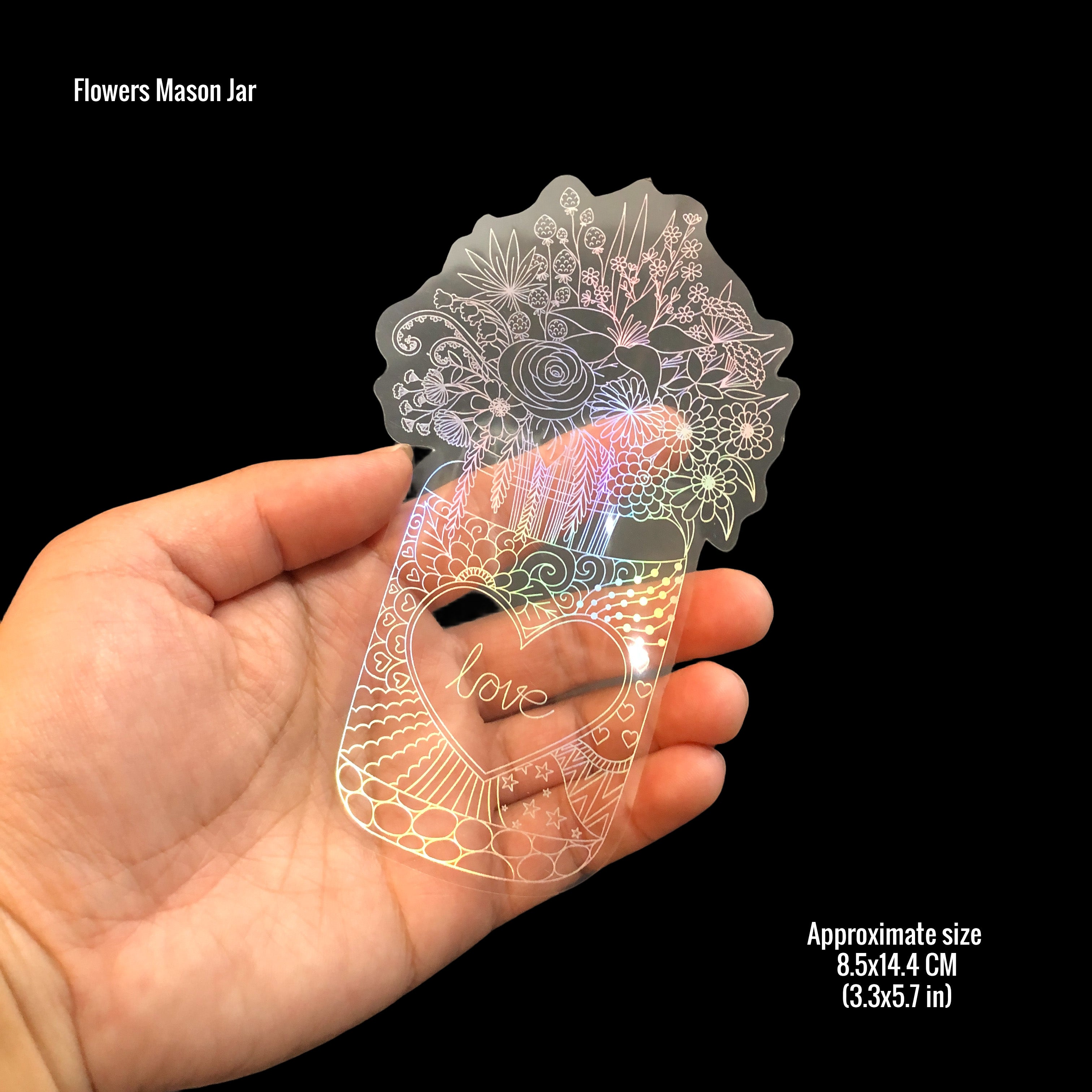 10pcs/pack Larger Stickers Holographic Glitter PET Transparent Shiny Waterproof Adhesive DIY Materials, Max Size 8.5 x 17.9 CM-zoom-8