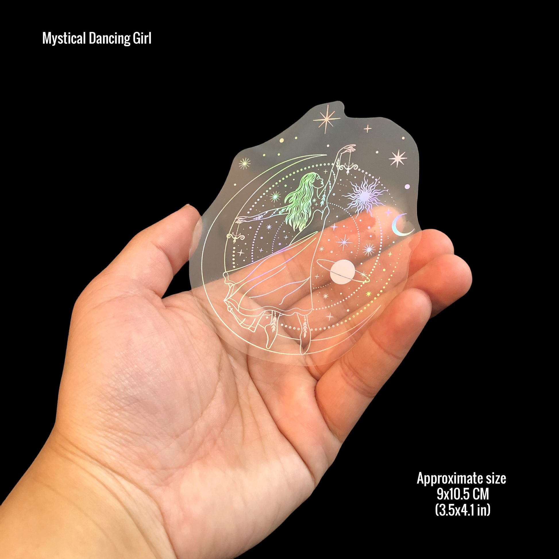 10pcs/pack Larger Stickers Holographic Glitter PET Transparent Shiny Waterproof Adhesive DIY Materials, Max Size 8.5 x 17.9 CM-12