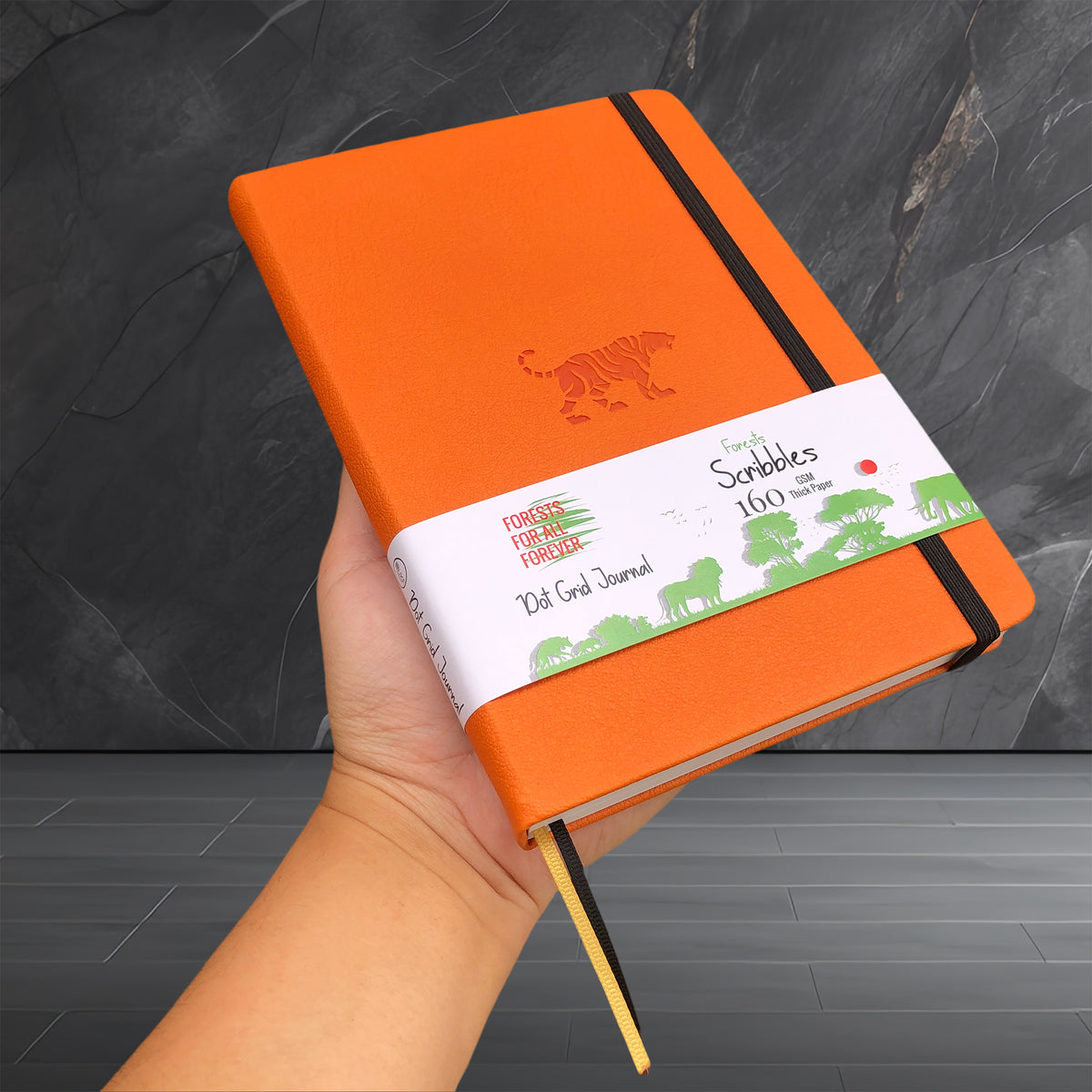 Tiger- Numbered 160 Pages, 5x5mm DOT GRID Dotted Journal Notebook