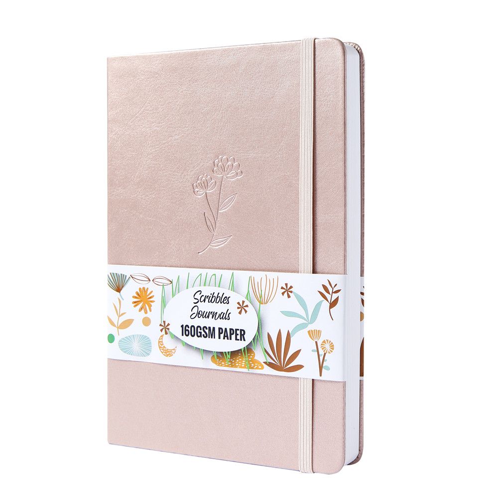 Rose Gold Plants- Numbered 160 Pages, 5x5mm DOT GRID Dotted Journal Notebook