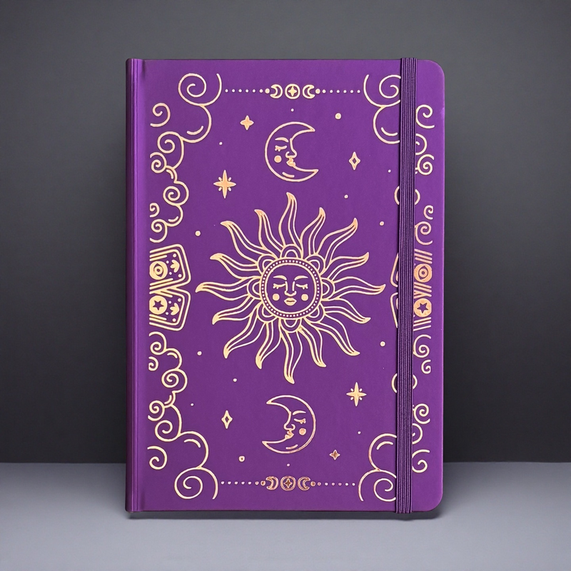 A5 Dot Grid Journal with Gold Foil Sun & Moon Astrology Cover-zoom-