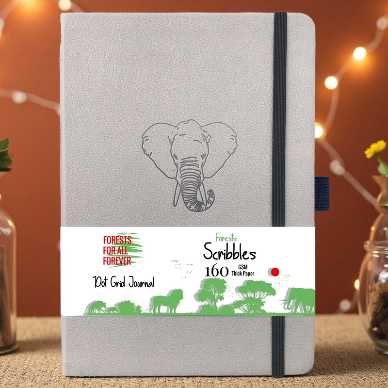A5 Elephant Dot Grid Journal with 160gsm Bamboo Paper-zoom-