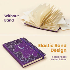 Midnight Purple A5 notebook with elastic band closure