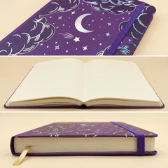 Open BUKE Midnight Purple A5 dot grid notebook with ivory pages