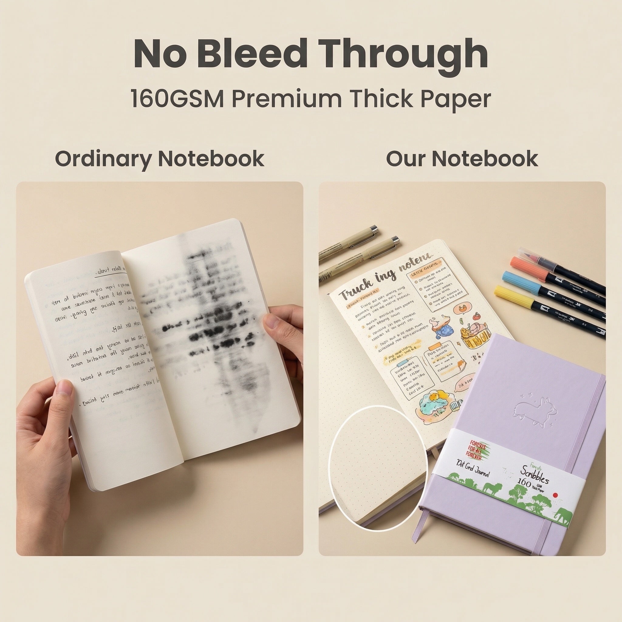 A5 Lavender Corgi Dot Grid Journal with 160gsm Numbered Pages-zoom-3