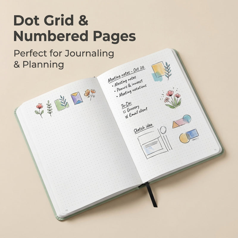 A5 Lavender Corgi Dot Grid Journal with 160gsm Numbered Pages-zoom-