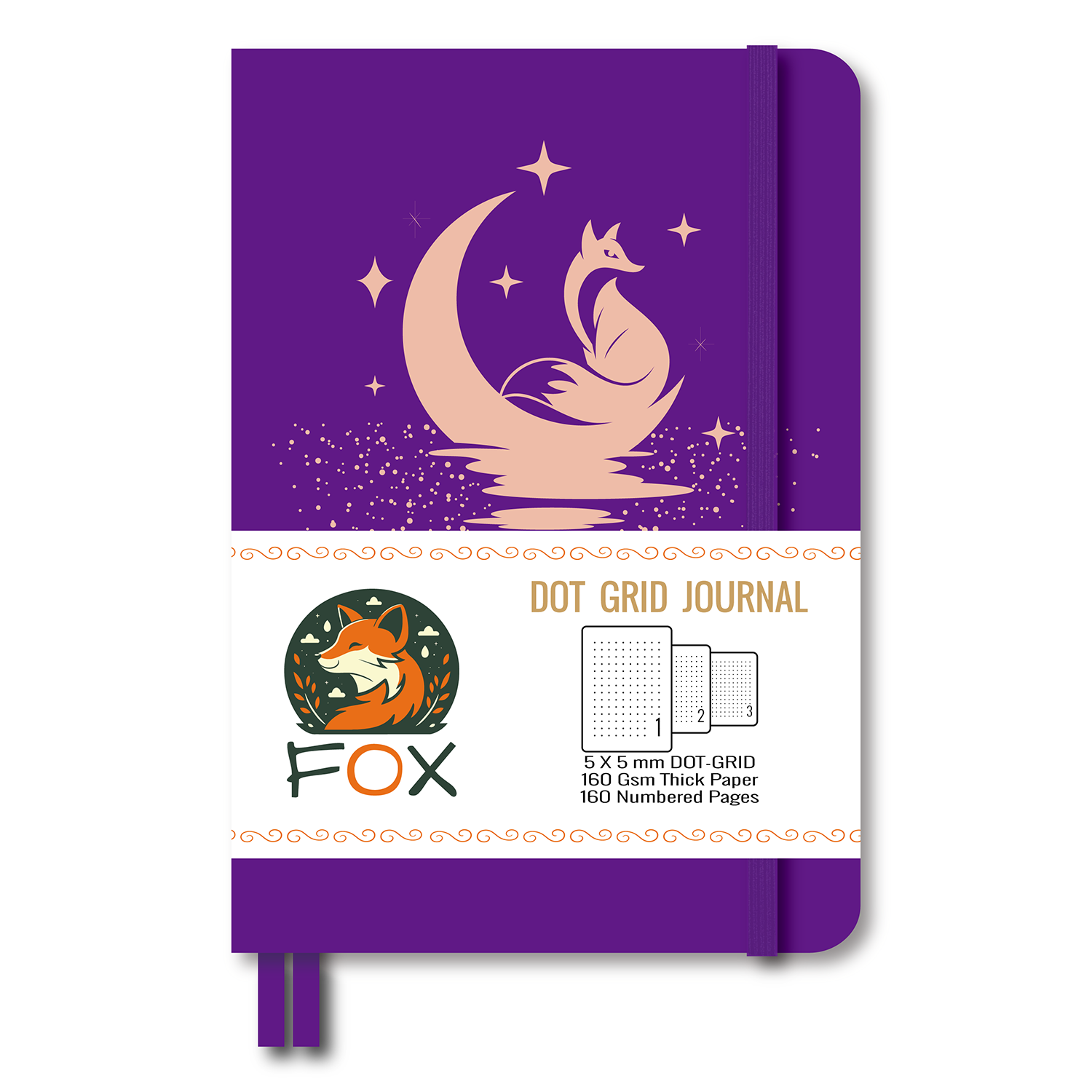 A5 Purple Fox Moon Dot Grid Journal with 160gsm Paper-7
