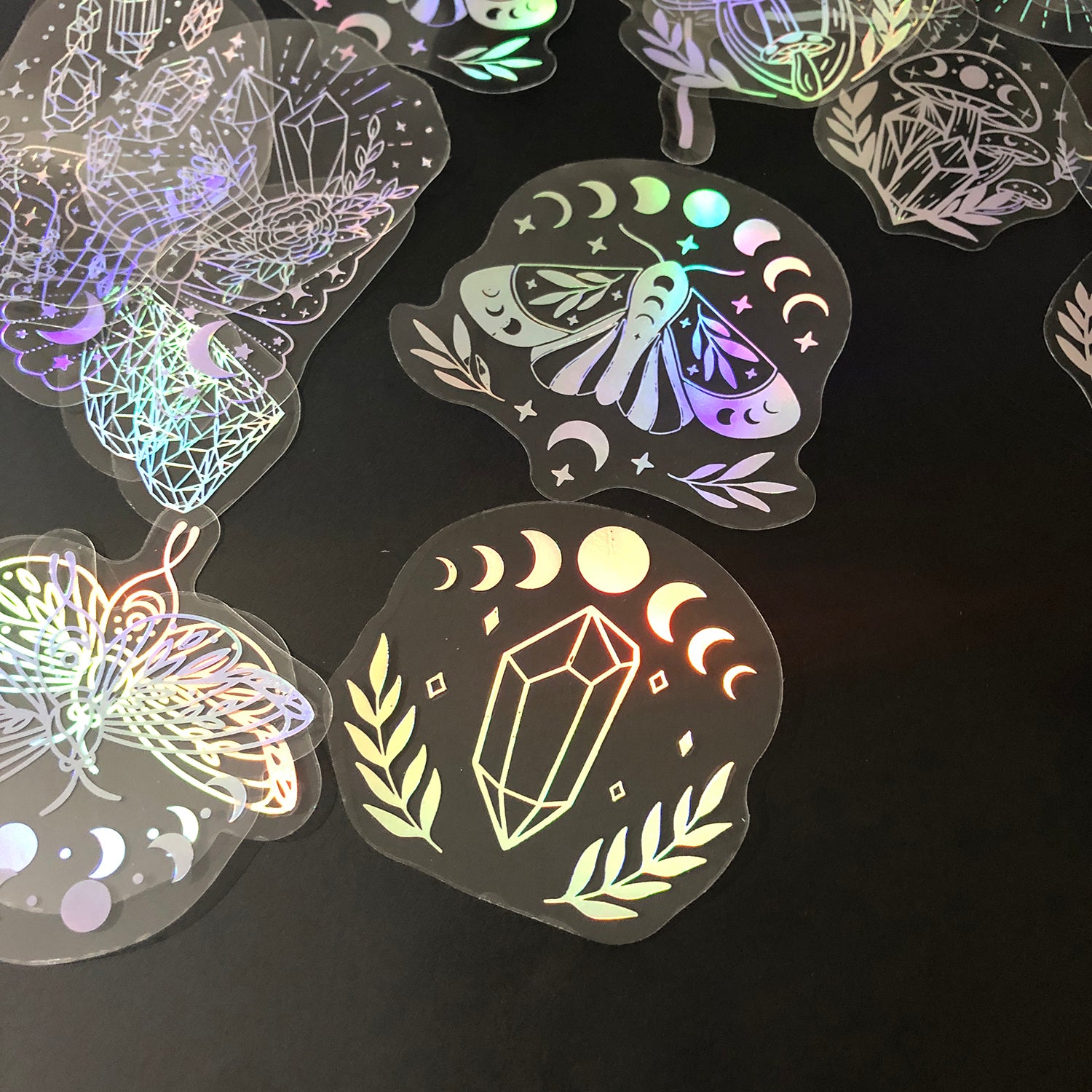 40pcs Holographic Glitter Stickers PET Transparent Shiny Waterproof Decorative Decals For Water Bottles Scrapbooking Laptop-zoom-6