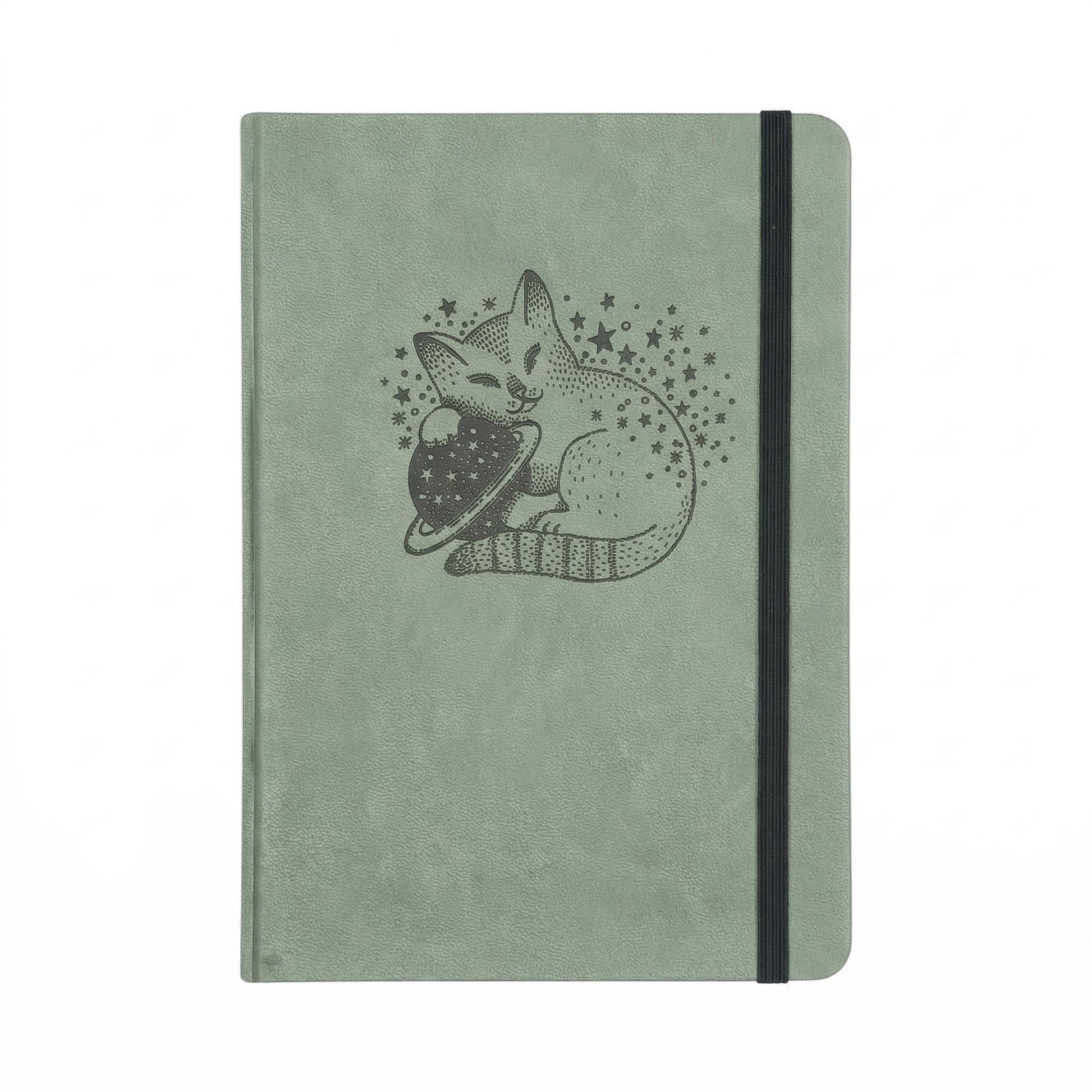 Stargazer Cat A5 Dot Grid Notebook 160gsm Sage Green Hardcover Journal-2