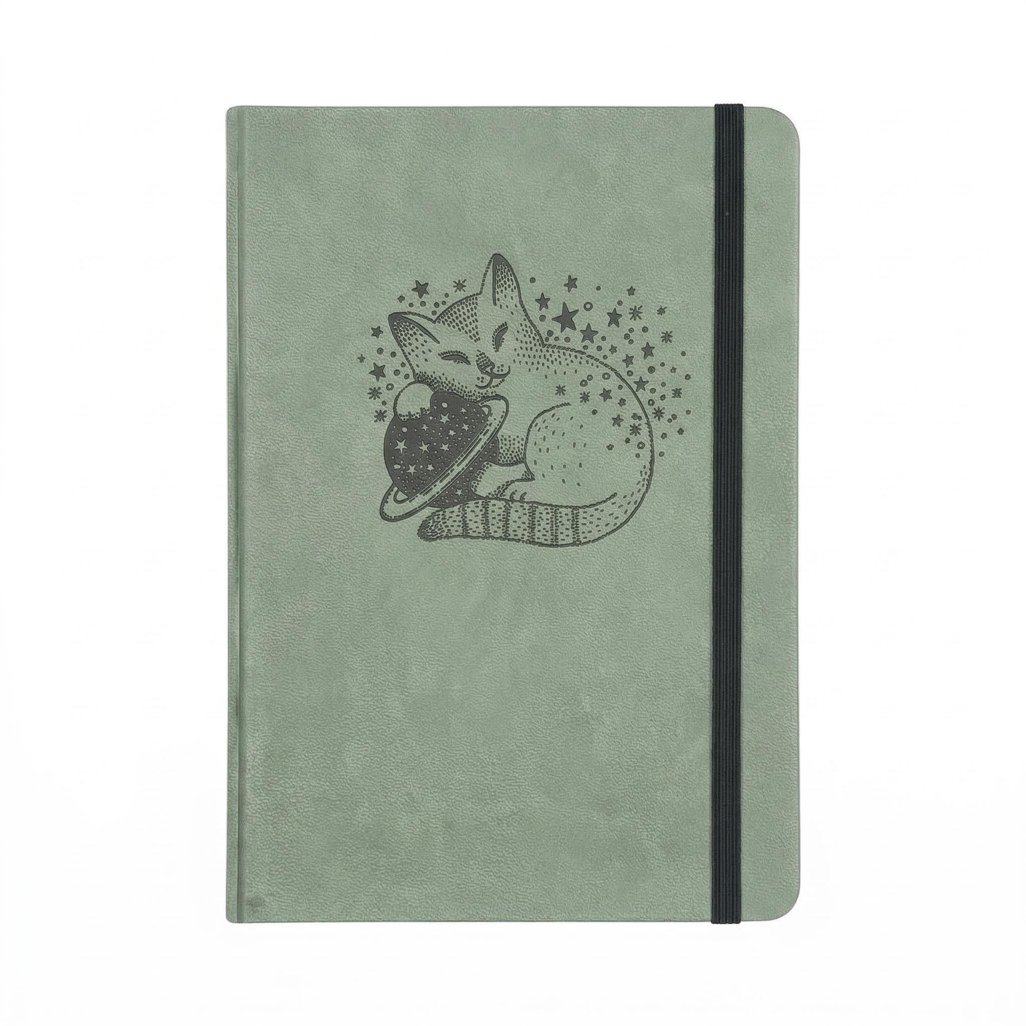 Stargazer Cat A5 Dot Grid Notebook 160gsm Sage Green Hardcover Journal-zoom-2