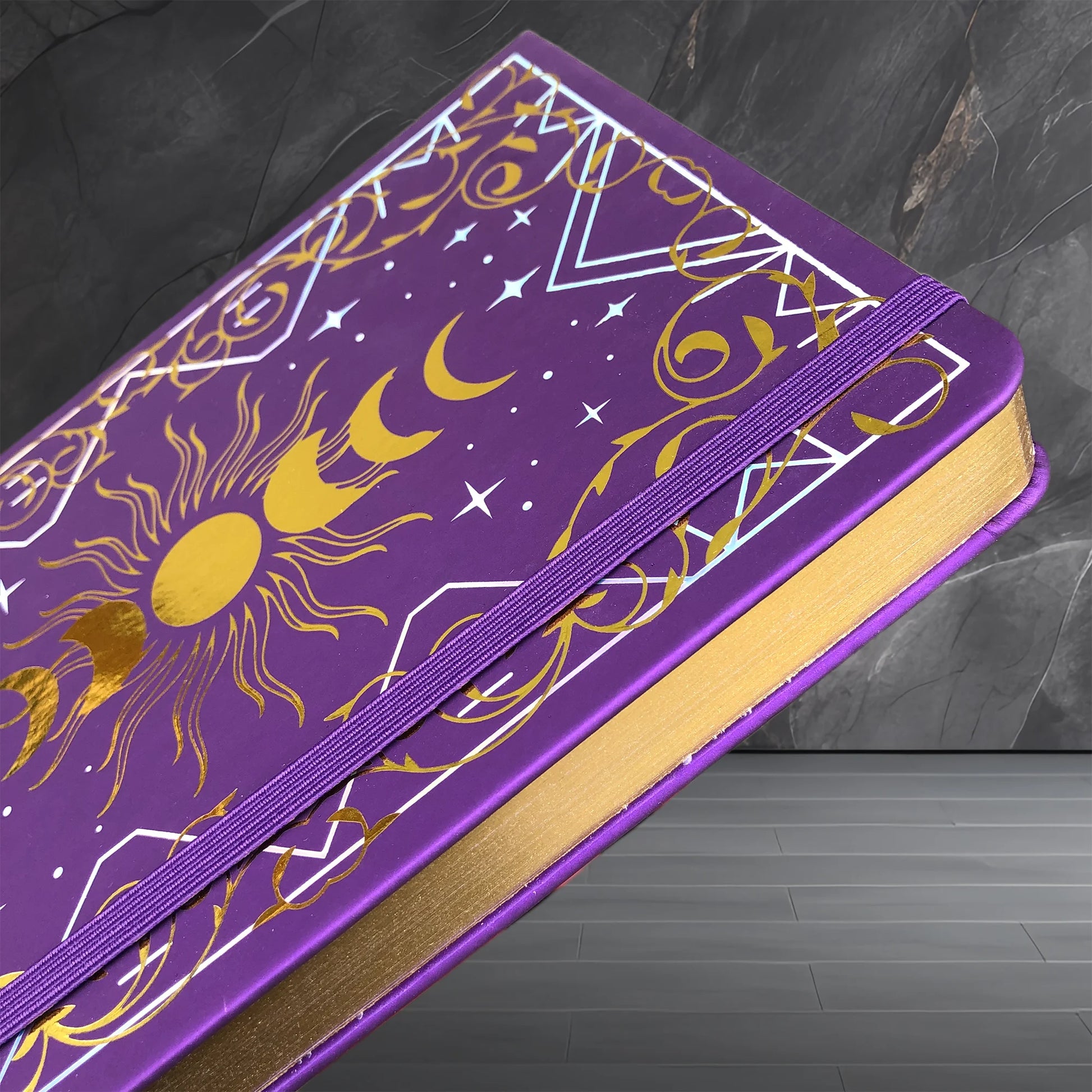 160GSM Bamboo Paper Bullet Dotted Journal-Gold Edges and MOONS-2