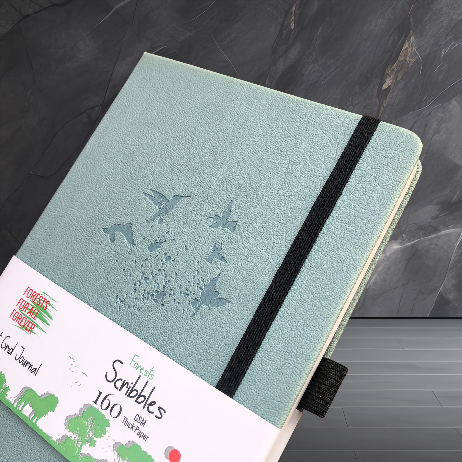 A5 Mist Blue Bird Dot Grid Journal with 160gsm Bamboo Paper-2