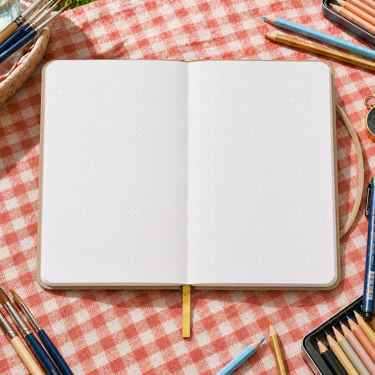 Blank 5 by 5 millimeter dot grid notebook pages