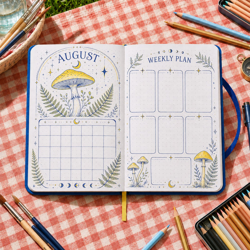 B6 Pocket Mystical Mushroom Dot Grid Notebook – 180 GSM Bamboo Paper-zoom-