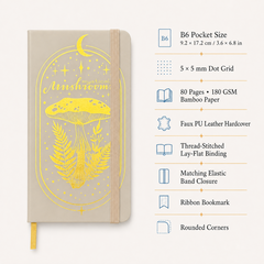 Warm taupe B6 mushroom dot grid notebook specifications