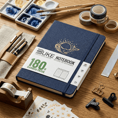 Navy blue journal with laser silver edge and elastic band