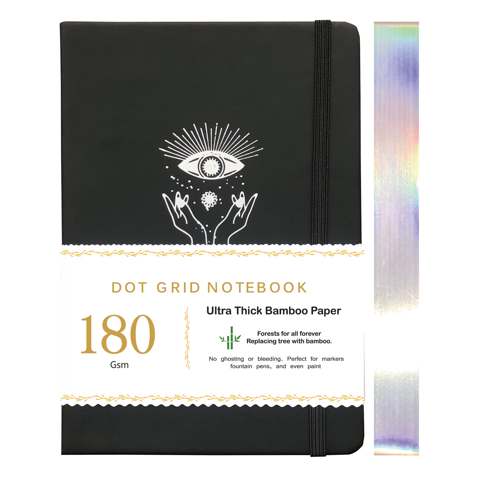 Premium 180gsm white paper dot grid journal in black color