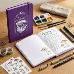Premium 180gsm white paper dot grid journal in pearl purple color