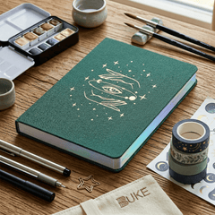 Army green journal with laser silver edge and elastic band