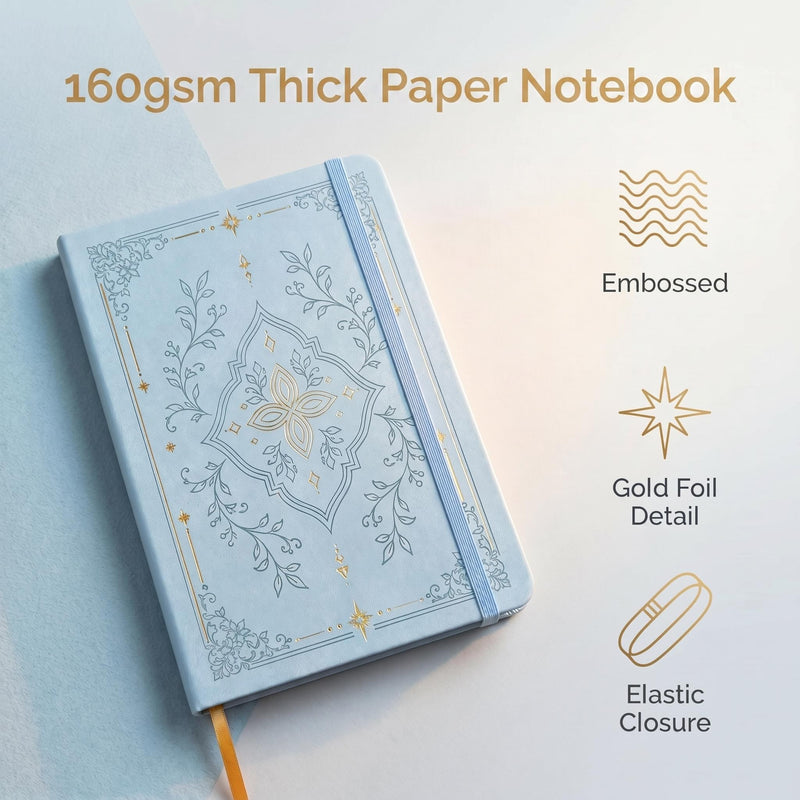 BUKE A5 Vintage Botanical Gold Foil Dot Grid Notebook – 160 GSM, 160 Numbered Pages-zoom-