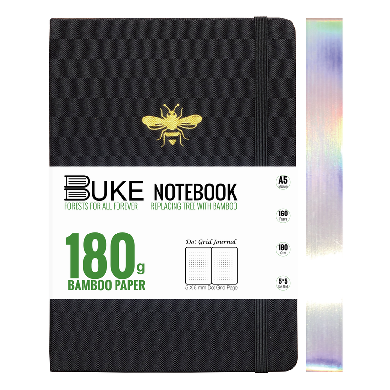BUKE Bee Fabric Dot Grid Notebook 180gsm Silver Edge-zoom-