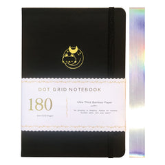 Faux PU leather A5 journal with moon cat foil design