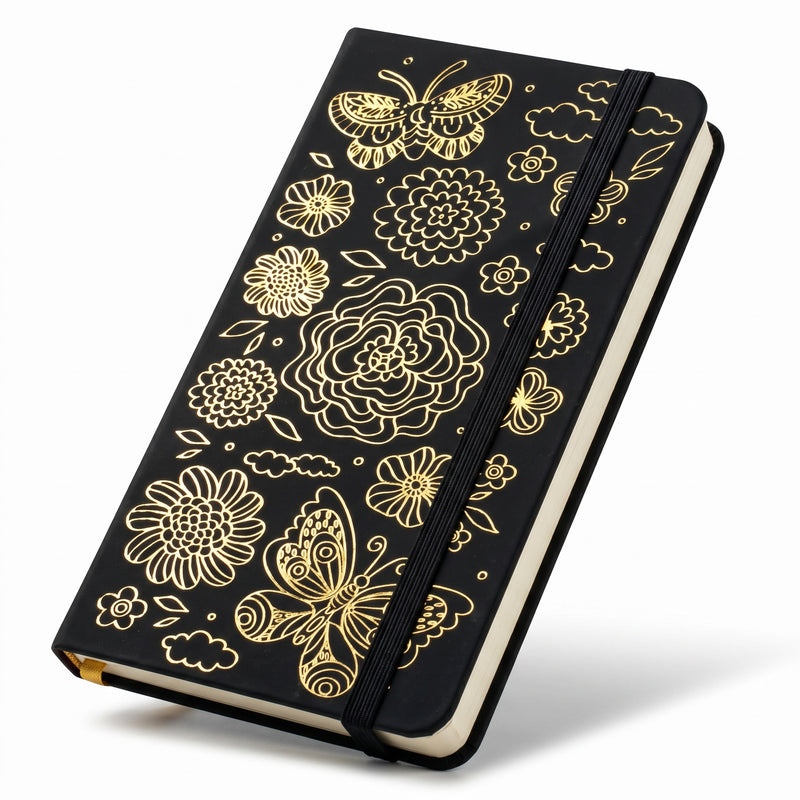 BUKE Butterfly Floral B6 Dot Grid Notebook Faux PU Leather Cover-zoom-