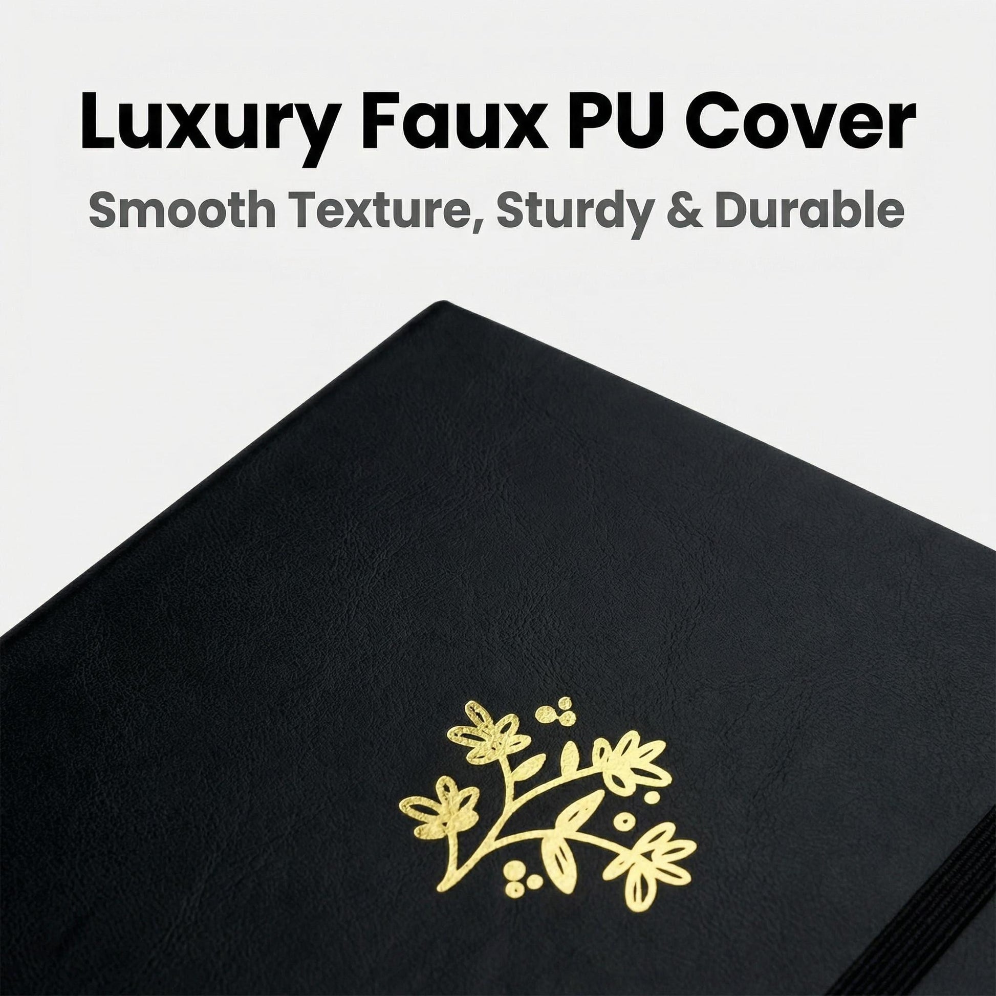 Black botanical notebook for journaling, planning, and daily notes