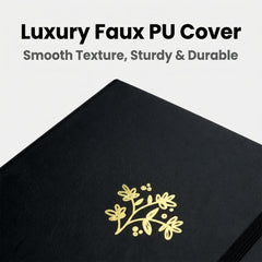 Black botanical notebook for journaling, planning, and daily notes
