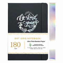 BUKE black journal with laser silver edge and elastic closure