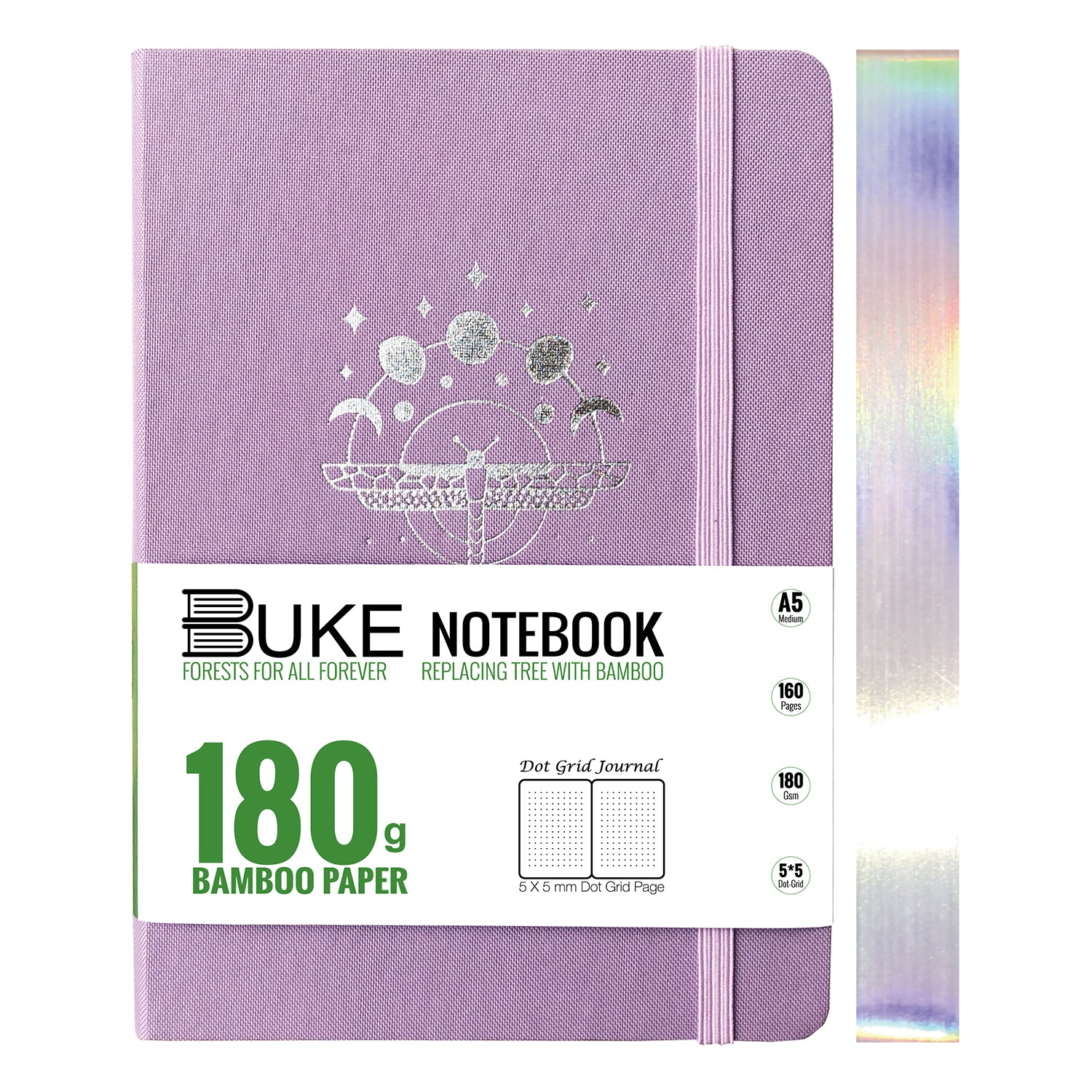 Artistic A5 dot grid notebook with silver edge
